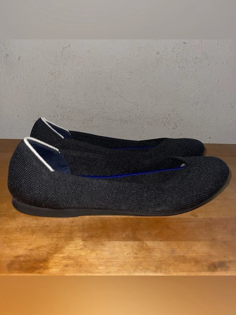 Retired Rothy's The Flat Round Toe Flats 7.5 Black White Halo NWOB Balletcore
